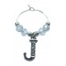 Personalised Letter J Wine Glass Charm with Rhinestones